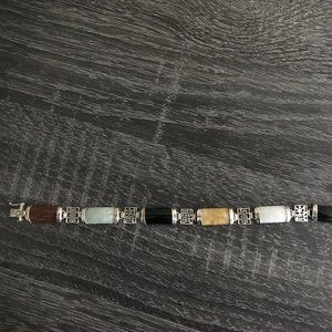 Colors of Jade and 925 Silver Bracelet